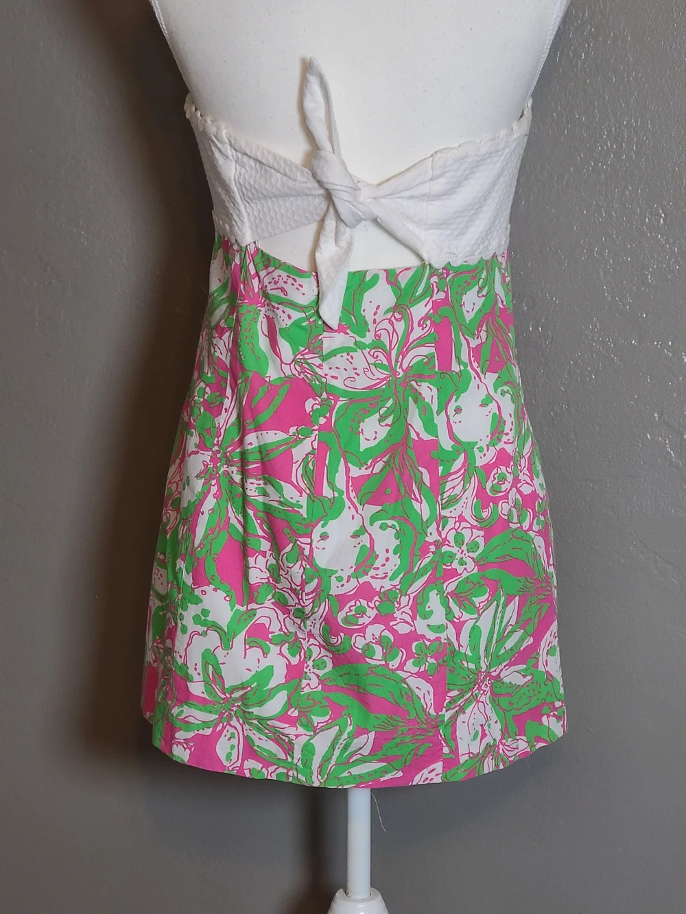 SOLD Pulitzer Vintage Strapless Dress With Zip & Back Tie White Textured SOLD - Picture 4 of 13
